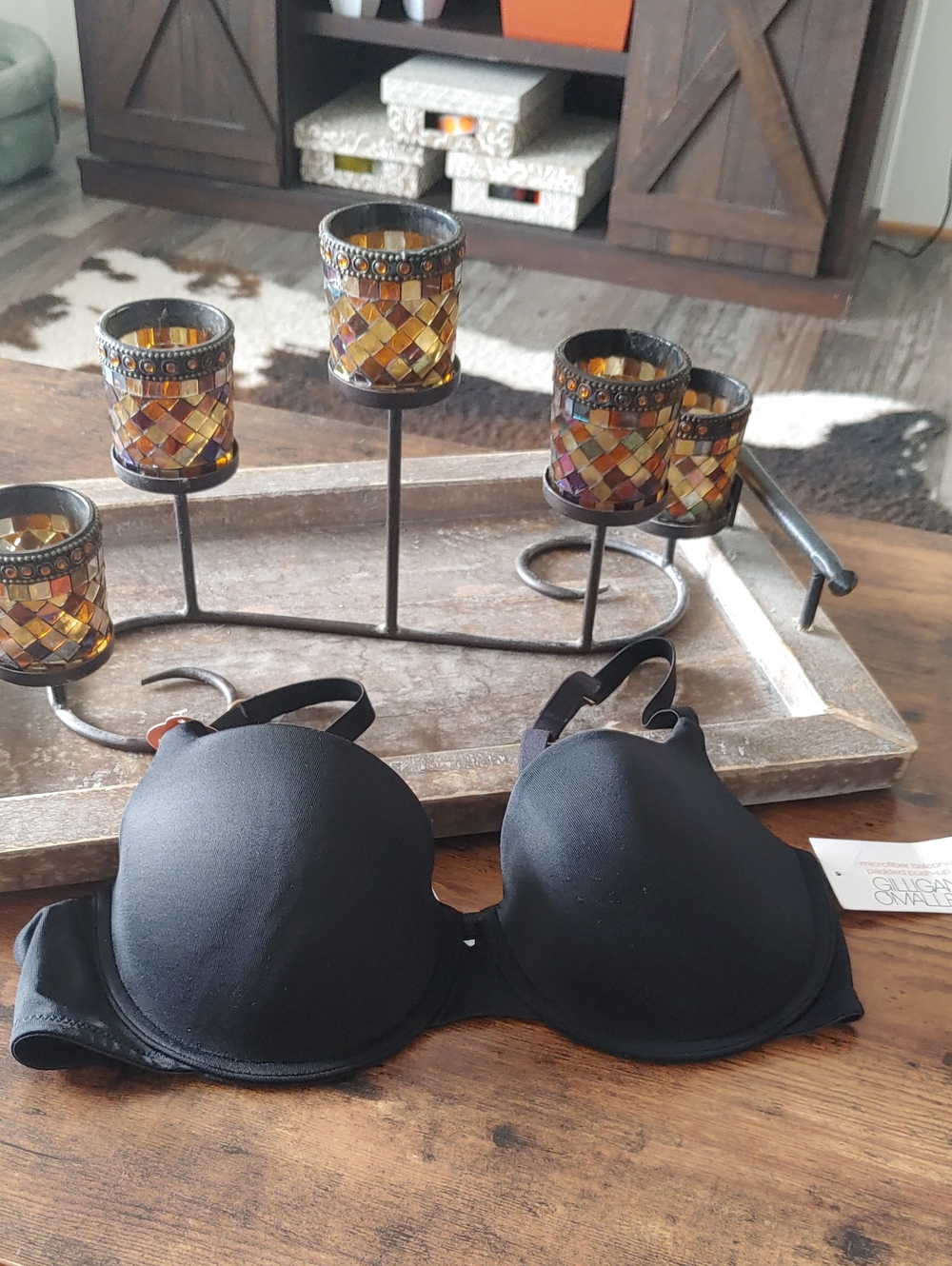 NWT 36C Balconette Gilligan & O'Malley Black Sexy Padded Push up Bra